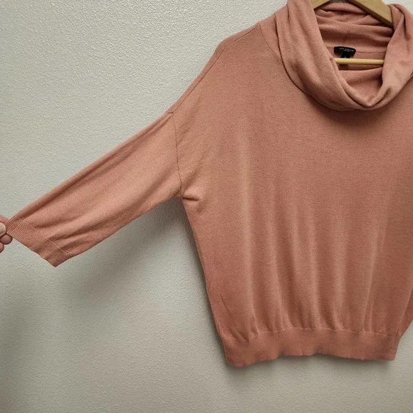 Ann Taylor Pink Cowlneck Knit Sweater 3/4 Sleeve Cashmere Blend Women's Size M - Picture 4 of 7